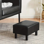 Load image into Gallery viewer, Small Wooden Leg Ottoman: Black PU Faux Leather Footrest-4
