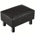 Load image into Gallery viewer, Small Wooden Leg Ottoman: Black PU Faux Leather Footrest-0
