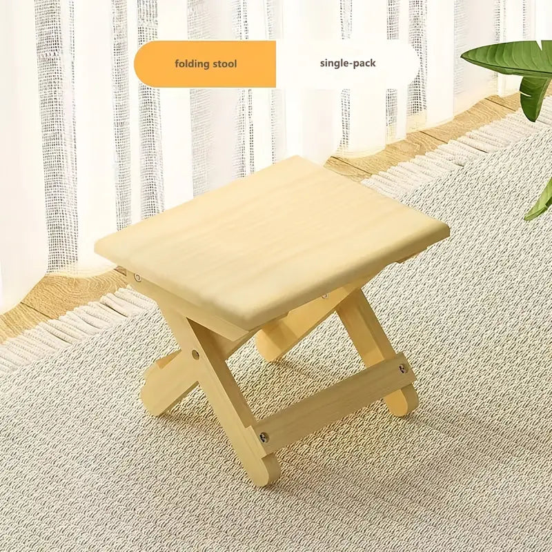 Portable Outdoor Solid Wood Folding Stool-3