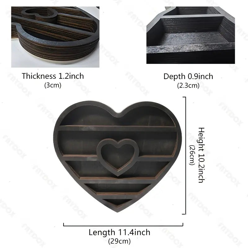 Two hearts intertwine in this beautifully crafted crystal wood shelf-1