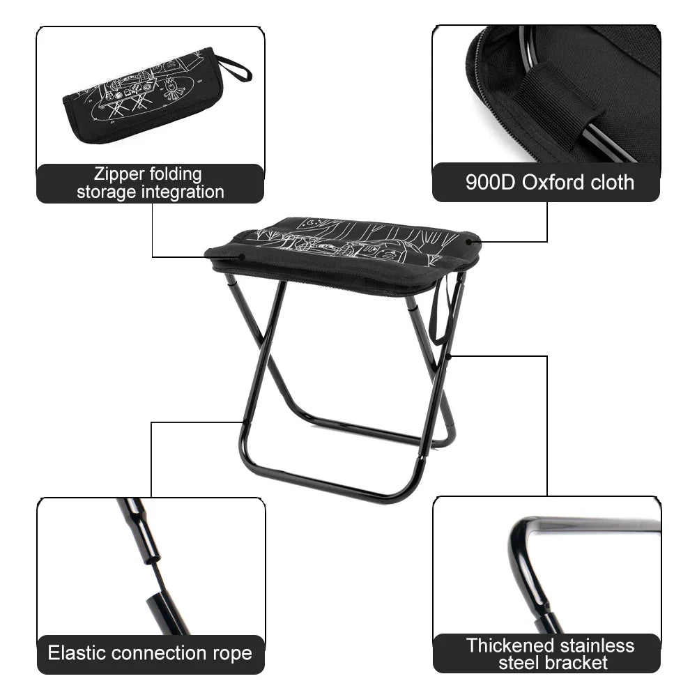 Lightweight Foldable Camping Stool with Zipper Storage for Outdoor Fishing-4