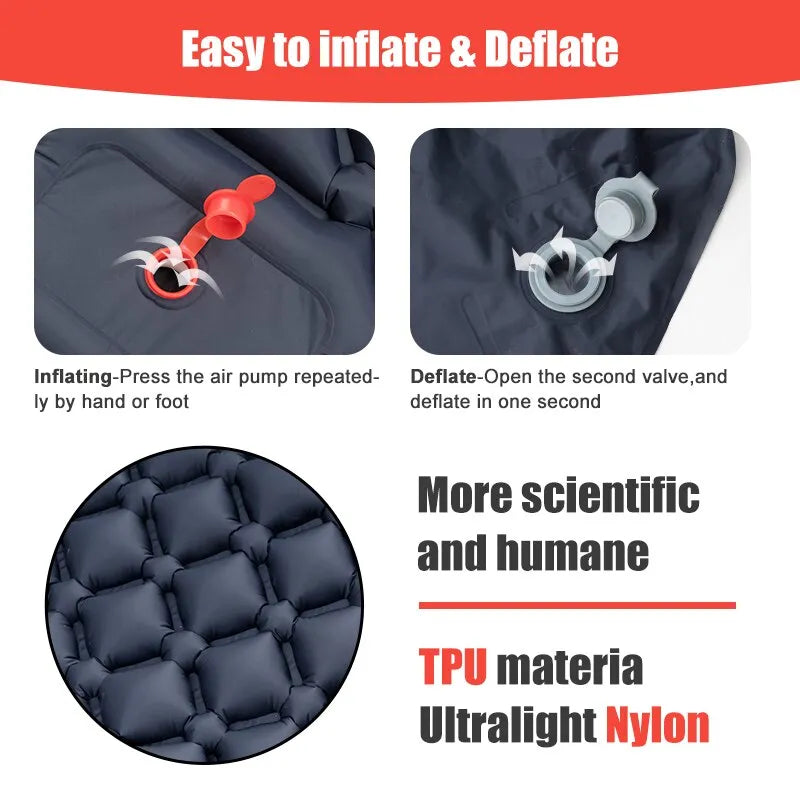Ultralight Camping Inflatable Mattress with Built-In Pump and Pillows-2