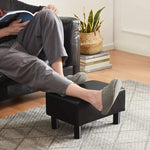 Load image into Gallery viewer, Small Wooden Leg Ottoman: Black PU Faux Leather Footrest-3
